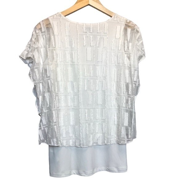 Joseph Ribkoff‎ Tiered Cap Sleeve Top Blouse US 14 White Layered Button Side - Picture 8 of 11